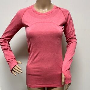 Lululemon Women’s Swifty Long Sleeve Activewear Top Coral Size XS